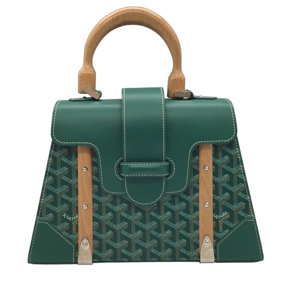 Goyard Bags Goyard Goyard Saigon Pm Handbag Pvcleather Green Wood Handle Ladies Popular